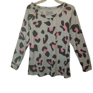 Shein womens lg leopard multi-color print long sleeve pullover top. 7032
